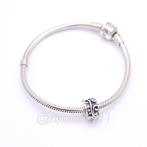 Authentic PANDORA Tendril Blue CZ Clip - 790380CZB - Picture 4 of 11